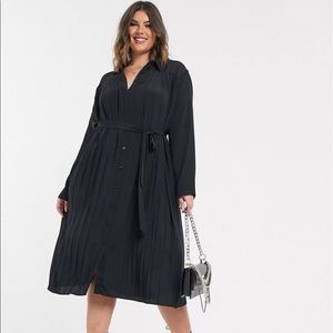 ASOS Curve pleated midi shirt dress